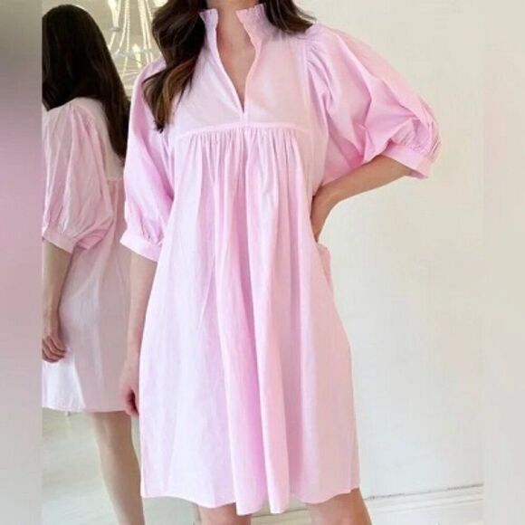 Never a Wallflower Women's Poplin High Neck Dress Blush Pink NWT - Picture 2 of 5